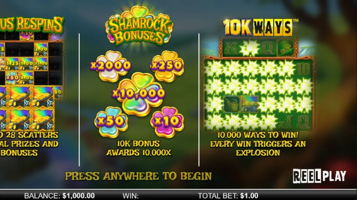 Shamrock Money Pot Big Bang slot gameplay interface